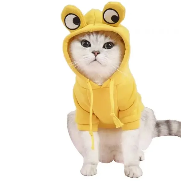 Frog Design Pet Hoodie – Warm Fleece Winter Sweatshirt for Cats & Small Dogs