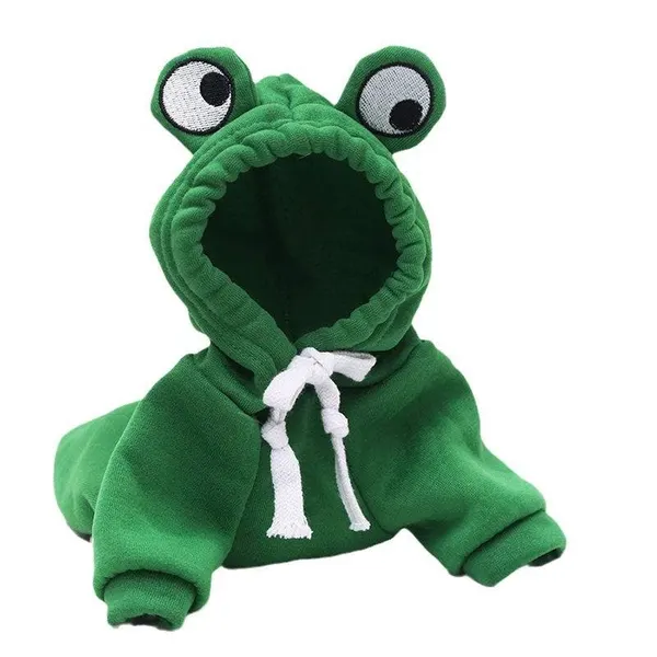 Frog Design Pet Hoodie – Warm Fleece Winter Sweatshirt for Cats & Small Dogs