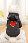 Small Dog & Cat Hoodie 44cm – Dark Grey Heart Hoodie with Cute Ears | Warm Winter Outfit for Small Dogs & Medium Cats (Size: S)
