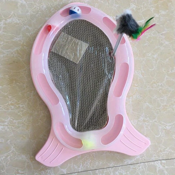 Fish-Shaped Cat Scratching Pad with Spring Mouse Toy & Catnip – Durable Corrugated Board for Claw Care & Play