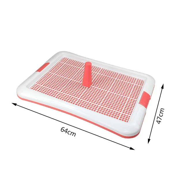 Dog Toilet Training Premium Tray with Grid & Removable Post – Indoor Puppy Potty Pad Holder for Dry Paws for Medium & Large Dogs (64×47cm)