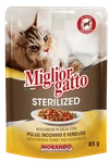 Miglior Gatto Sterilized Wet Cat Food – Chicken, Turkey & Vegetables in Sauce | Low-Fat Formula – 85g