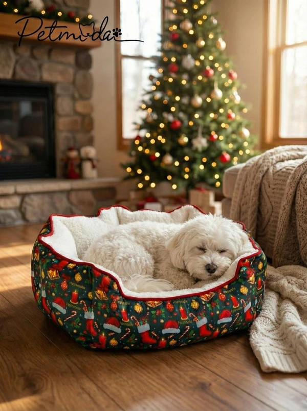 Petmoda Christmas Bed 55*45 cm - Soft Fur Comfort for Cats & Small Dogs