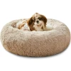 Round Plush Soft Pet Bed 50 cm – Donut Bed for Cats & Small Dogs (Up to 33 cm Length), Non-Slip & Washable - Grey