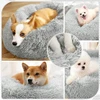 Round Plush Soft Pet Bed 50 cm – Donut Bed for Cats & Small Dogs (Up to 33 cm Length), Non-Slip & Washable - Grey