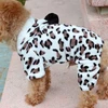 Leopard Winter Pet Jumpsuit – Soft Fleece Hoodie Pajamas for Dogs (Chest 50 cm, Neck 30 cm, Length 37 cm)