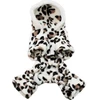Leopard Winter Pet Jumpsuit – Soft Fleece Hoodie Pajamas for Dogs (Chest 50 cm, Neck 30 cm, Length 37 cm)