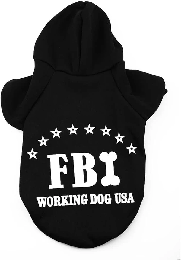 FBI Dog Hoodie – Warm Soft Dog Outfit for Medium Breeds (Chest 52 cm)