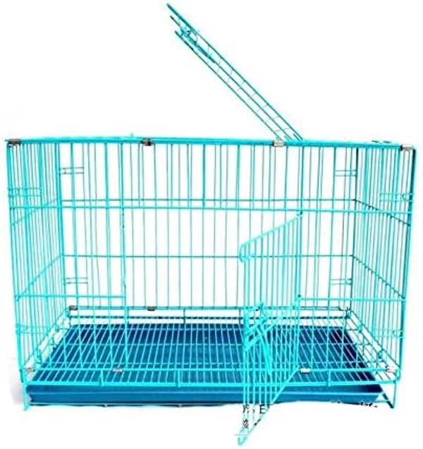 Foldable Metal Dog Cage with Front & Top Door – Heavy Duty Dog Crate with Removable Tray - Large 75×45×53cm