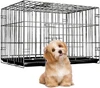 Foldable Iron Wire Dog Cage with Handle & Removable Tray – 45×30×37 cm | Small Dog Crate