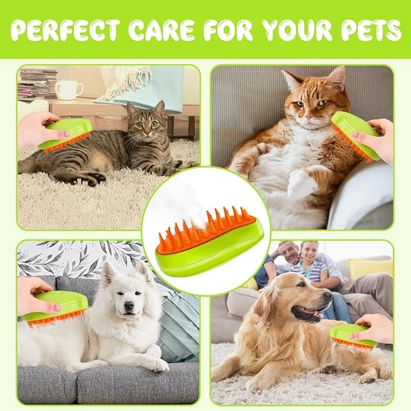 3-in-1 Steamy Cat Brush – Self-Cleaning, Rechargeable Grooming Brush for Pet Hair Removal & Massage