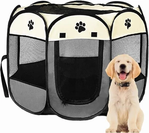 Foldable Pet Playpen – Portable Oxford Cloth Pet Tent for Dogs, Cats & Puppies | Breathable Mesh, Zipper Top & Easy Carry Design (80×80×58 cm)