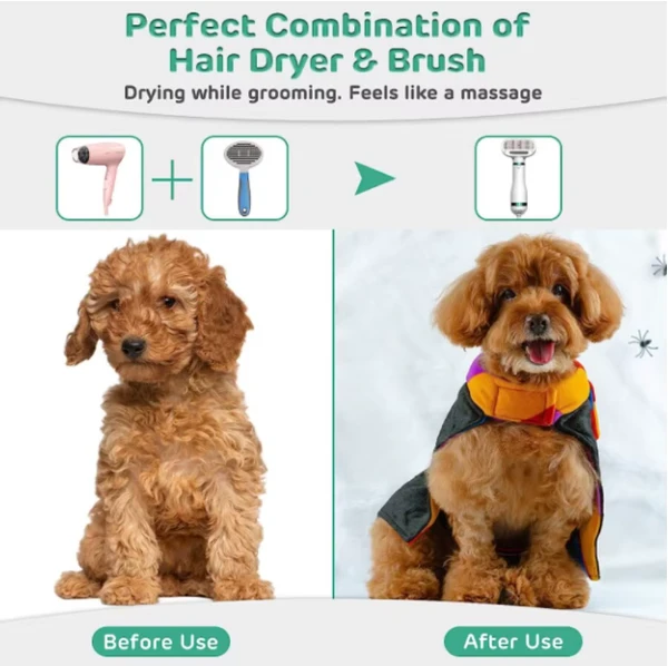 Pet Hair Dryer 2 in 1 Grooming Hair Blower, Adjustable Temperature Hair Comb Brush for Small and Medium Dogs and Cats