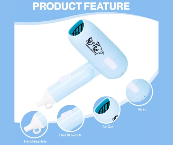 Mini Portable Folding Hair Dryer with 2 Speed Settings - 450W For Cats & Dogs 