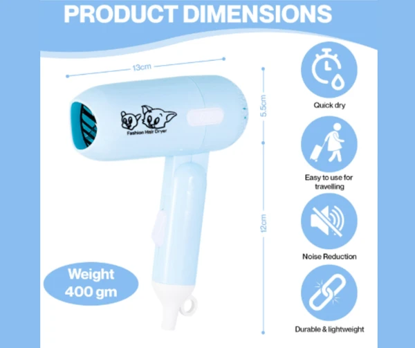 Mini Portable Folding Hair Dryer with 2 Speed Settings - 450W For Cats & Dogs 