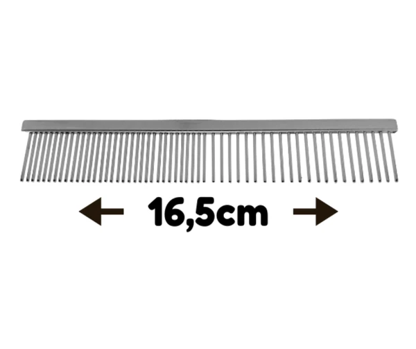 Metal Pet Comb 16.5cm – Stainless Steel Dog & Cat Grooming Comb for Thick Fur & Detangling