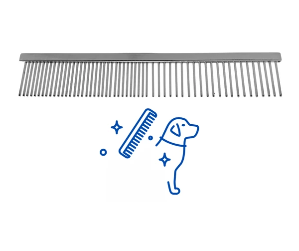 Metal Pet Comb 16.5cm – Stainless Steel Dog & Cat Grooming Comb for Thick Fur & Detangling