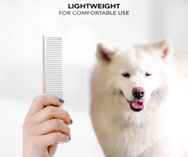 Metal Pet Comb 16.5cm – Stainless Steel Dog & Cat Grooming Comb for Thick Fur & Detangling