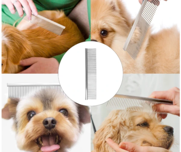 Metal Pet Comb 16.5cm – Stainless Steel Dog & Cat Grooming Comb for Thick Fur & Detangling