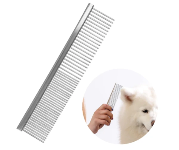 Metal Pet Comb 16.5cm – Stainless Steel Dog & Cat Grooming Comb for Thick Fur & Detangling