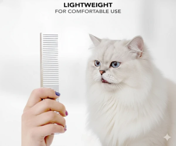 Metal Pet Comb 16.5cm – Stainless Steel Dog & Cat Grooming Comb for Thick Fur & Detangling