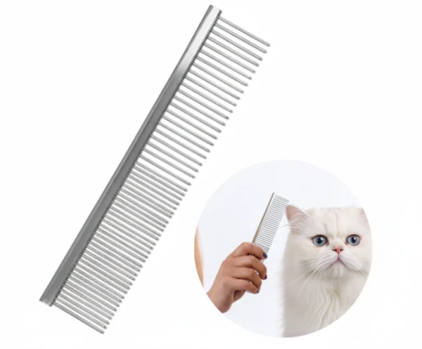 Metal Pet Comb 16.5cm – Stainless Steel Dog & Cat Grooming Comb for Thick Fur & Detangling