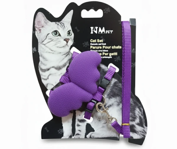 Cute Angel Adjustable Collars Pet Cat Harness and Leash Set with Wings for Cat and Kitten
