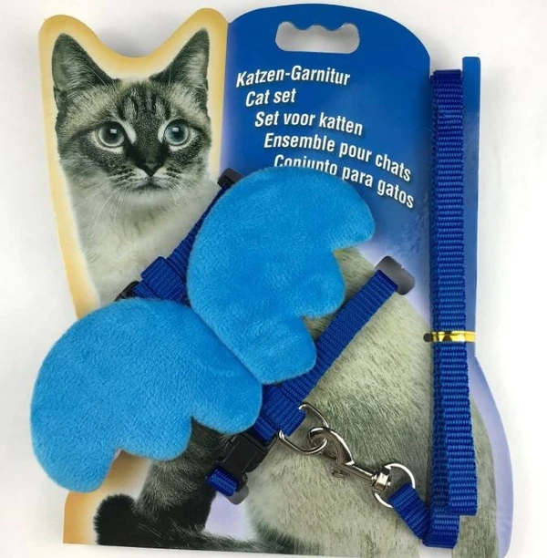 Cute Angel Adjustable Collars Pet Cat Harness and Leash Set with Wings for Cat and Kitten