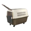 Portable Pet Travel Carrier Metal Door with Wheels (100*62*72cm) - Beige/Brown