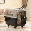 Portable Pet Travel Carrier Metal Door with Wheels (100*62*72cm) - Beige/Brown