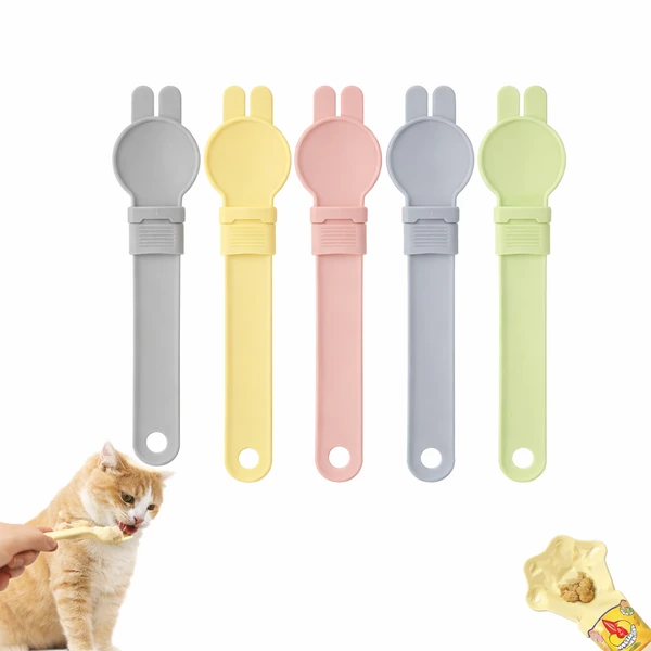 Cat Treat Squeeze Spoon – Liquid Snack & Wet Food Dispenser with Press Button | Mess-Free Cat Feeding Tool