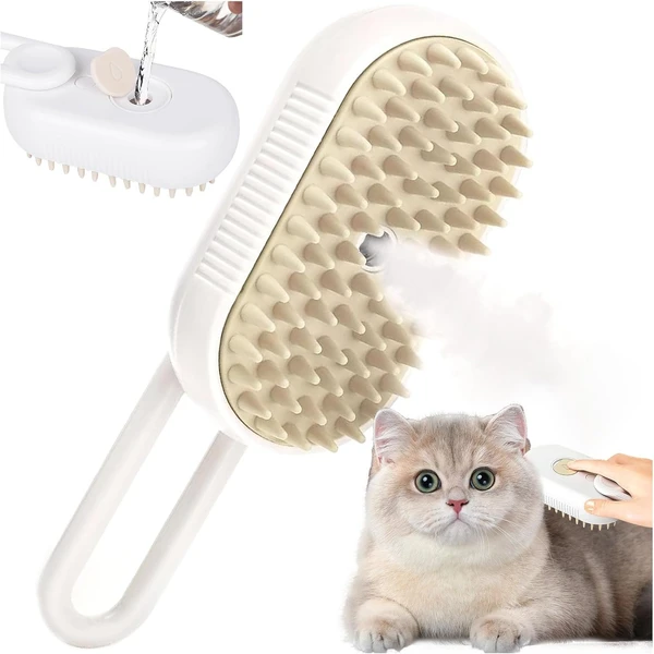Rechargeable Steam Pet Brush with Foldable Handle – Spray Grooming Tool for Hair Removal & Massage (Dogs & Cats)