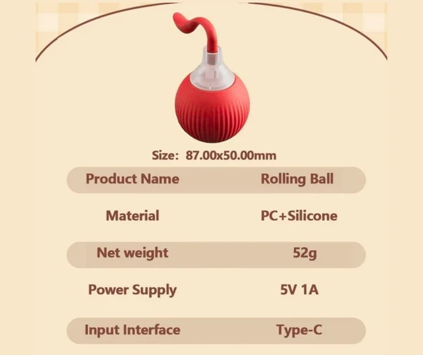 Interactive Smart Pet Toy Rolling Ball, Electric Toy Balls for Indoor Cats & Dogs - Rechargeable