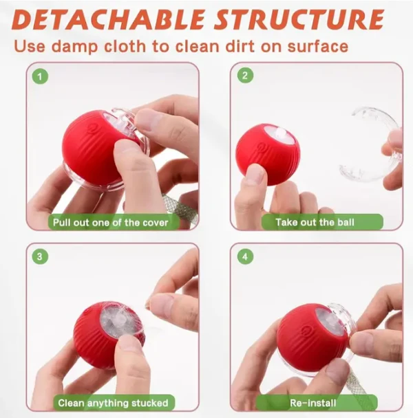 Interactive Smart Pet Toy Rolling Ball, Electric Toy Balls for Indoor Cats & Dogs Rechargeable with 2 Tails