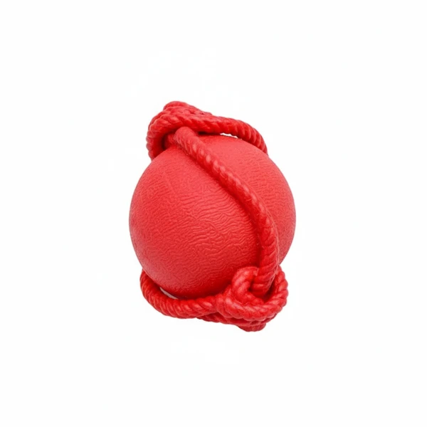 Hard Rubber Dog Toy Ball With Rope (30 CM) – Durable Bouncy Ball for Dogs | Chew, Fetch & Training Toy for Dogs (5.5cm - 1 pc Color Red)