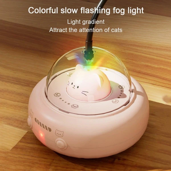 Interactive Smart Cat Teaser Toy with Laser & Rotating Feather – USB Rechargeable Automatic Play Toy for Indoor Cats