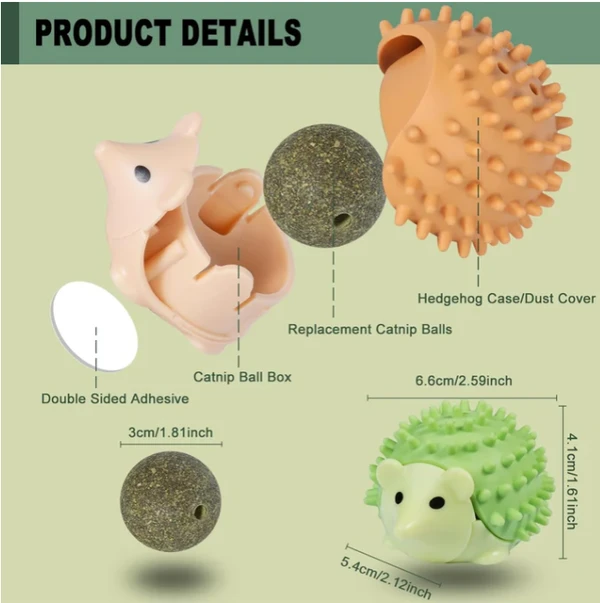 Hedgehog Nature Catnip Wall Ball 6.5cm 1 piece