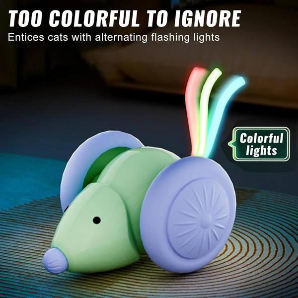 Rechargeable Interactive Smart Sensing Moving Cat Mouse Toy with LED Lights 