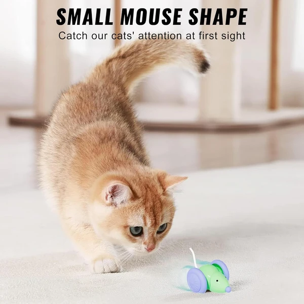 Rechargeable Interactive Smart Sensing Moving Cat Mouse Toy with LED Lights 