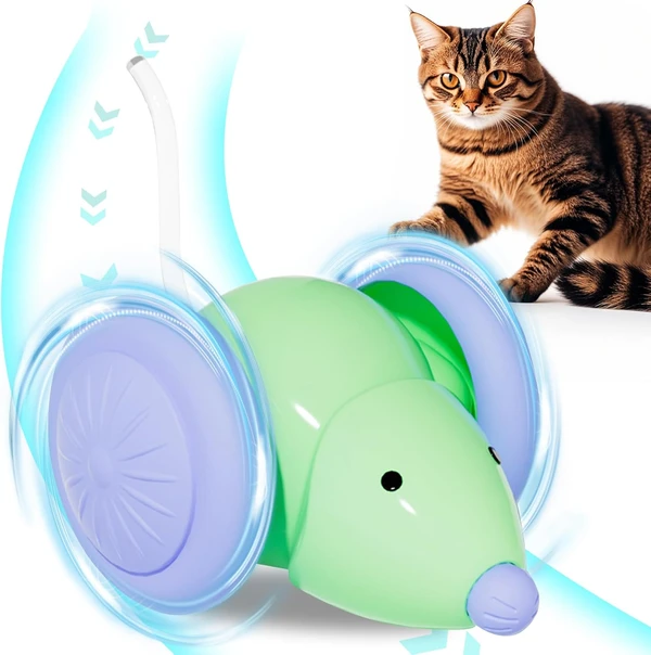 Rechargeable Interactive Smart Sensing Moving Cat Mouse Toy with LED Lights 