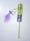 Interactive Cat Wand Teaser Toy Transparent Ball with Colorful Flower Inside, Soft Feather, and Two Bells 