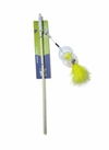 Interactive Cat Wand Teaser Toy Transparent Ball with Colorful Flower Inside, Soft Feather, and Two Bells 