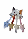 Adjustable Fabric Cat Collar with Smiley Face Star Design (1.0 x 24-34 cm) 1pc