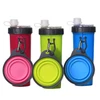 2-in-1 Portable Pet Outdoor Bottle with Collapsible Folding Silicone Cup – Water and Food Combo Set for Travel