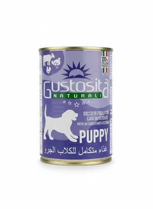 Gustosita Naturali Pate High Quality Puppy Wet Food Cans with Chicken, Beef and Turkey 400g