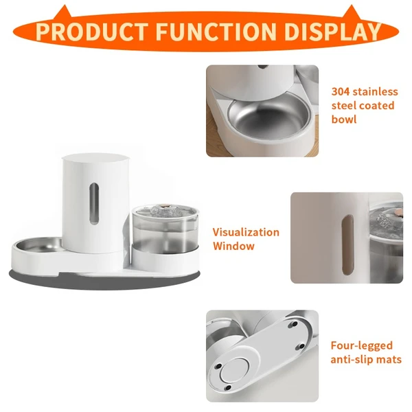 2-in-1 Large Capacity Automatic Pet Feeder with Electric Water Fountain for Dogs & Cats - Green