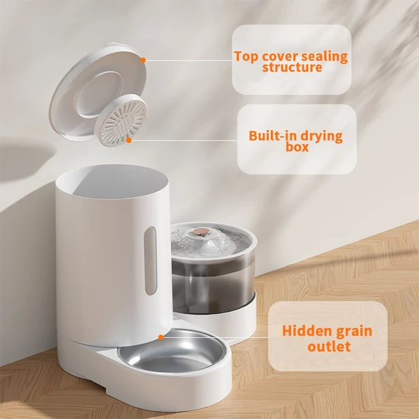 2-in-1 Large Capacity Automatic Pet Feeder with Electric Water Fountain for Dogs & Cats - Green