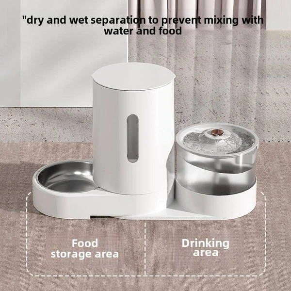 2-in-1 Large Capacity Automatic Pet Feeder with Electric Water Fountain for Dogs & Cats - Green