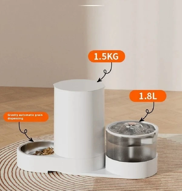 2-in-1 Large Capacity Automatic Pet Feeder with Electric Water Fountain for Dogs & Cats - Green