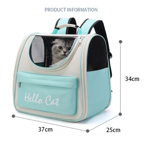 Hello Cat Portable Travel Pet Backpack – Comfortable Foldable Breathable Double Shoulder Bag for Cats & Small Dogs 